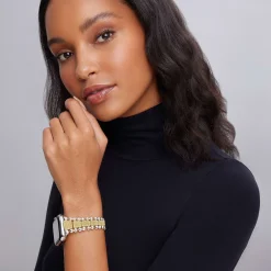 Two-Tone<LAGOS 18K Gold And Sterling Silver Caviar Beaded Watch Bracelet-42-49Mm