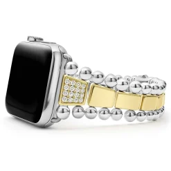Diamonds<LAGOS 18K Gold And Sterling Silver Single Diamond Watch Bracelet-42-49Mm