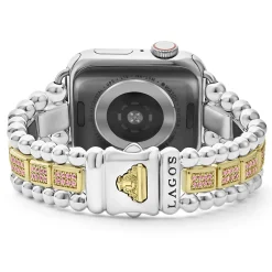 Two-Tone<LAGOS 18K Gold And Sterling Silver Pink Sapphire Watch Bracelet-38-45Mm