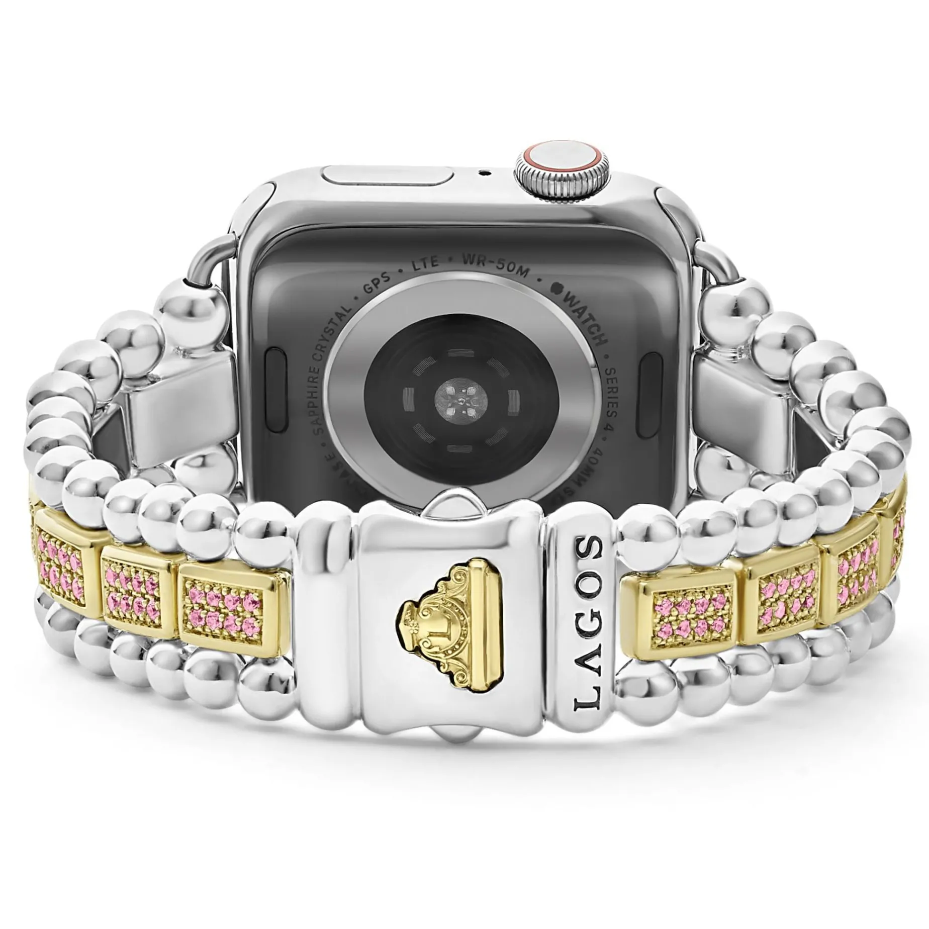 Two-Tone<LAGOS 18K Gold And Sterling Silver Pink Sapphire Watch Bracelet-38-45Mm