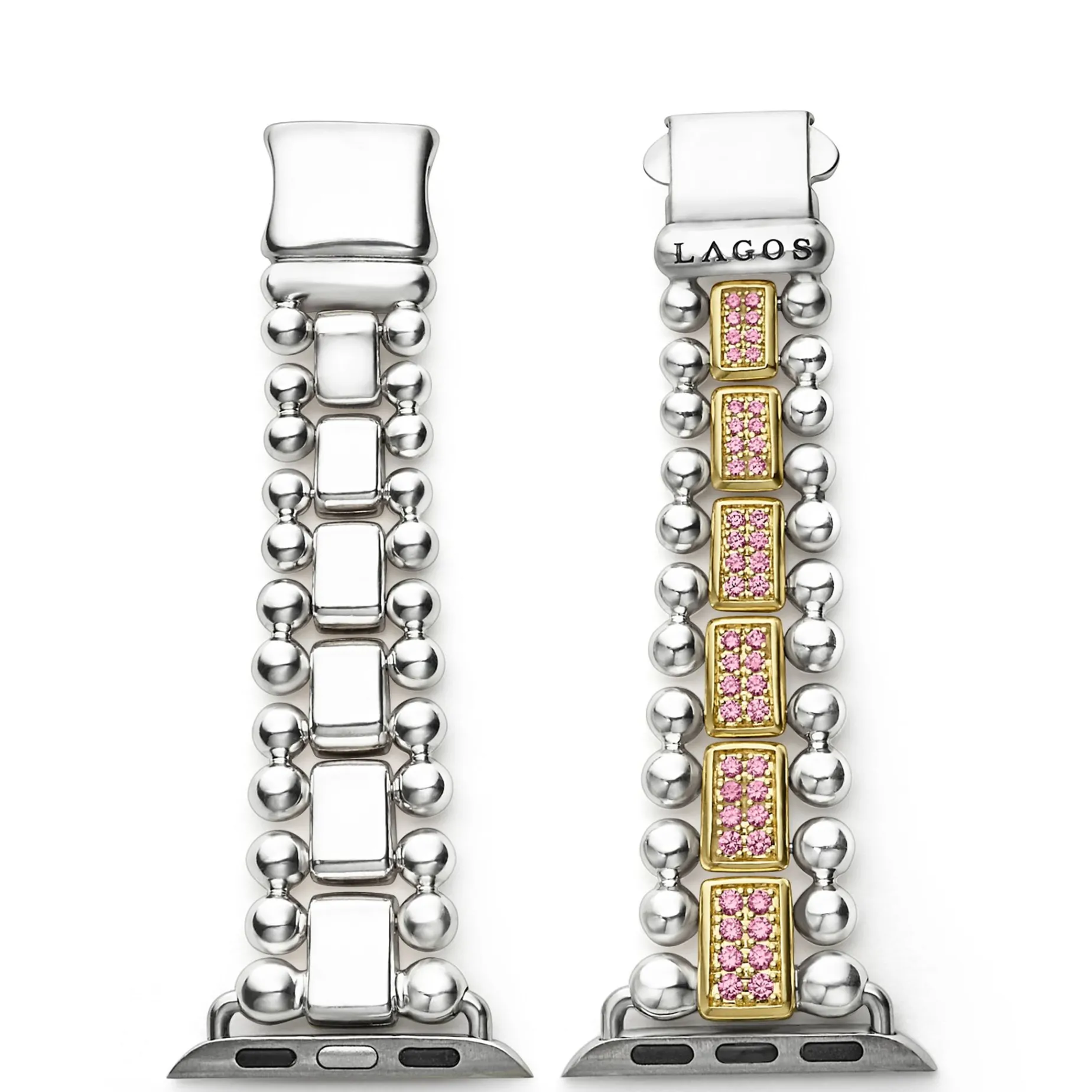 Two-Tone<LAGOS 18K Gold And Sterling Silver Pink Sapphire Watch Bracelet-38-45Mm