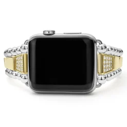 Two-Tone<LAGOS 18K Gold And Sterling Silver Single Diamond Watch Bracelet-42-49Mm