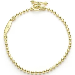 Gold<LAGOS 18K Gold Beaded Toggle Bracelet