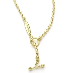 Gold<LAGOS 18K Gold Beaded Toggle Bracelet