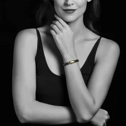 Gold<LAGOS 18K Gold Black Ceramic Beaded Bracelet