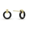 Gold<LAGOS 18K Gold Black Ceramic Circle Stud Earrings