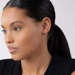 Gold<LAGOS 18K Gold Black Ceramic Circle Stud Earrings