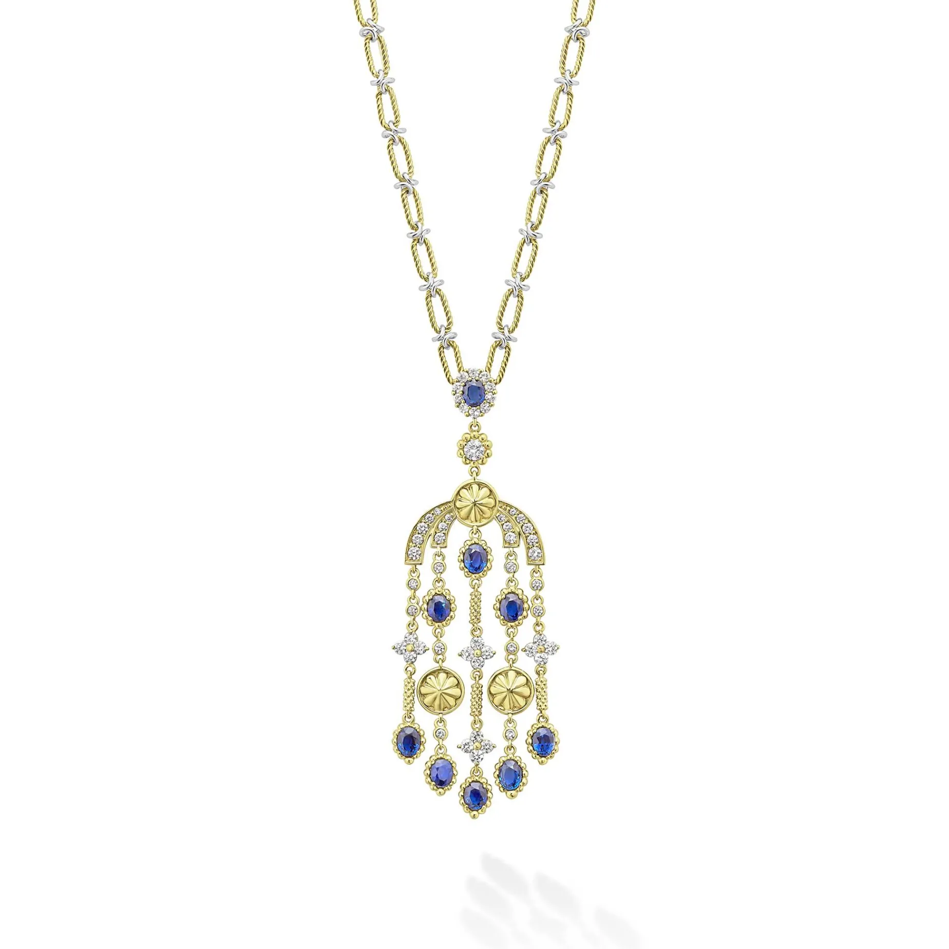 Gemstones<LAGOS 18K Gold Blue Sapphire And Diamond Chandelier Necklace