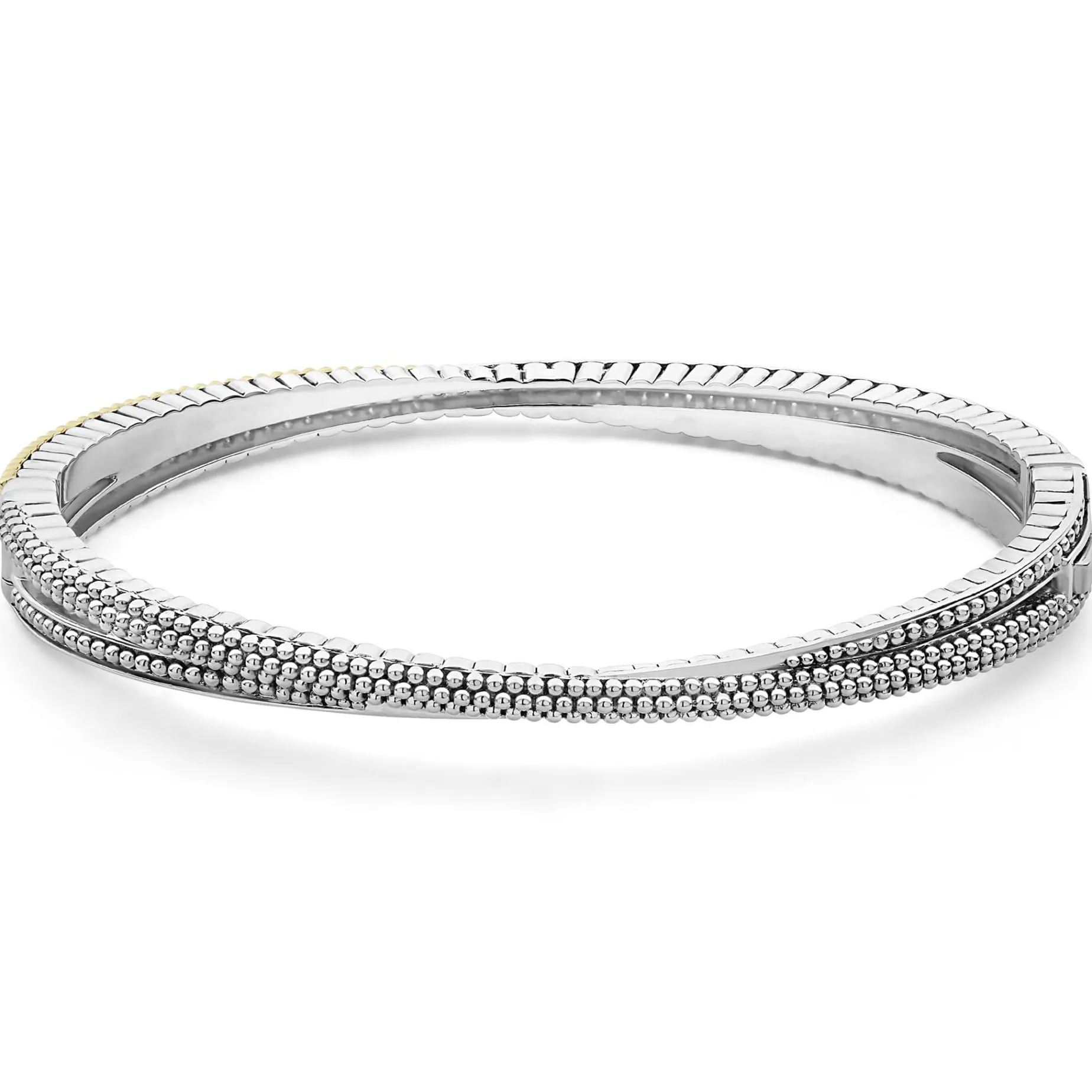 Two-Tone<LAGOS 18K Gold Caviar And Diamond Bangle