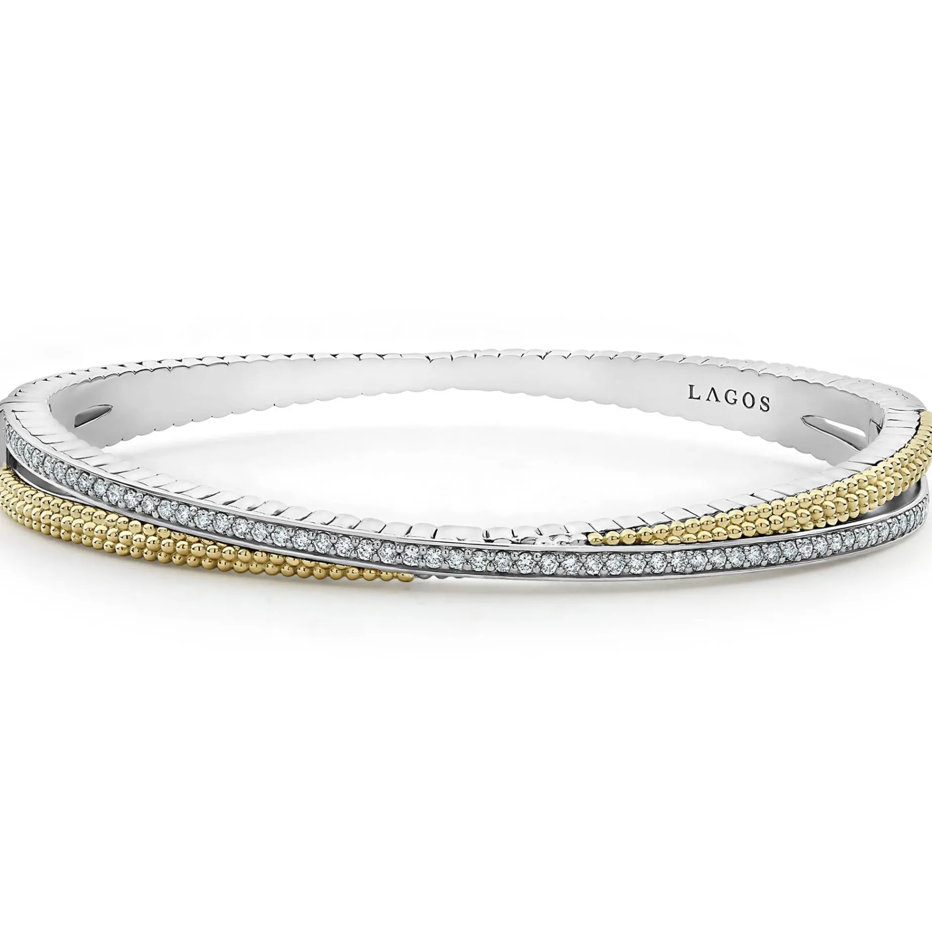 Diamonds<LAGOS 18K Gold Caviar And Diamond Bangle