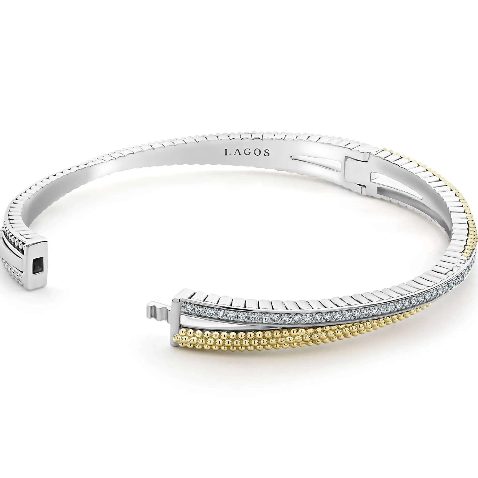 Diamonds<LAGOS 18K Gold Caviar And Diamond Bangle