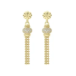 Gold<LAGOS 18K Gold Caviar Tassel Diamond Earrings