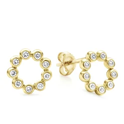 Gold<LAGOS 18K Gold Circle Diamond Stud Earrings
