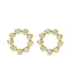 Gold<LAGOS 18K Gold Circle Diamond Stud Earrings