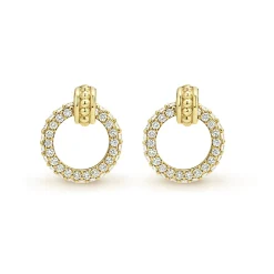 Drop Earrings<LAGOS 18K Gold Circle Diamond Stud Earrings