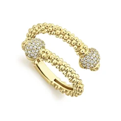 Gold<LAGOS 18K Gold Diamond Ball Wrap Ring