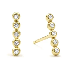 Gold<LAGOS 18K Gold Diamond Bar Stud Earrings