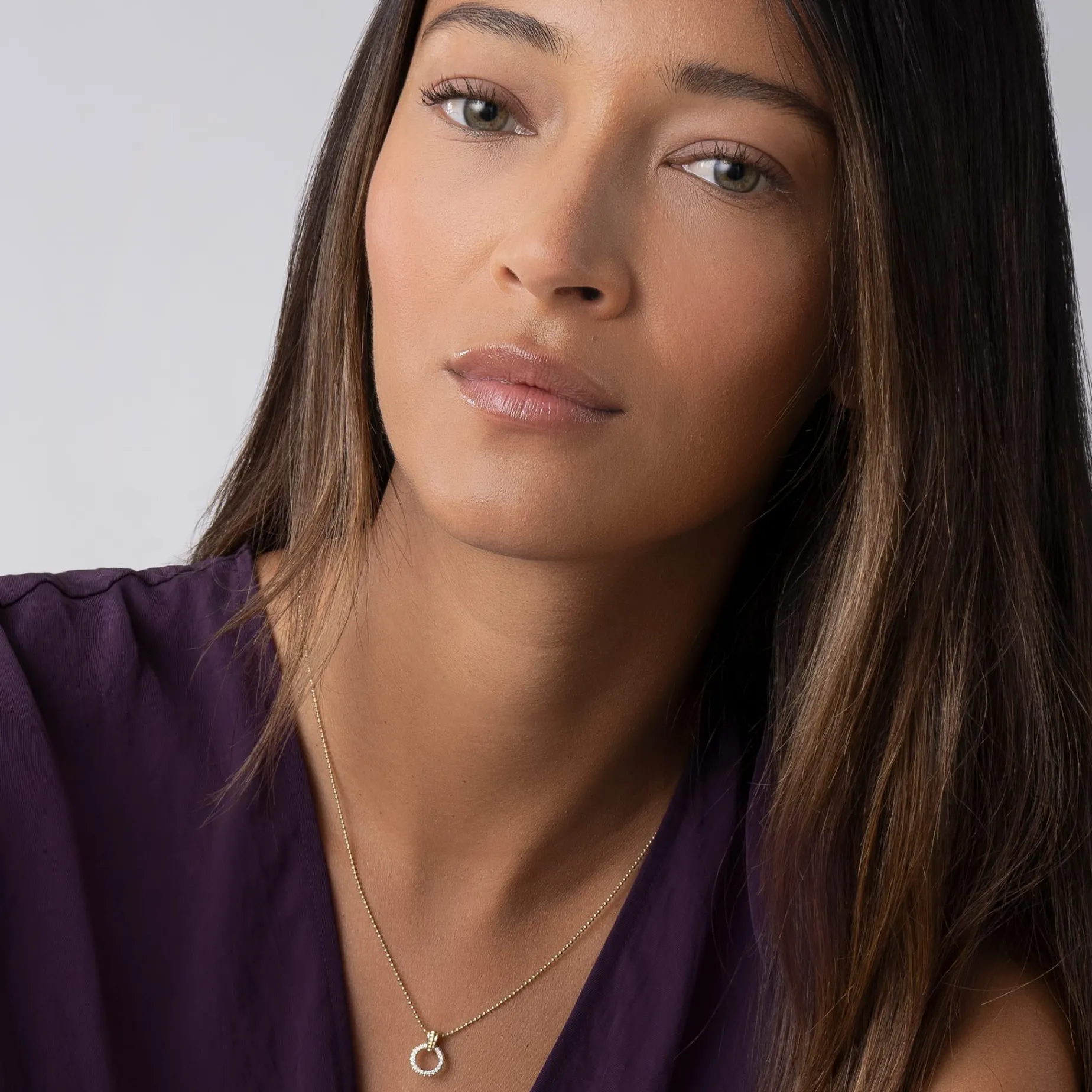 Gold<LAGOS 18K Gold Diamond Circle Pendant Necklace