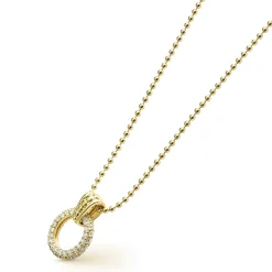 Gold<LAGOS 18K Gold Diamond Circle Pendant Necklace