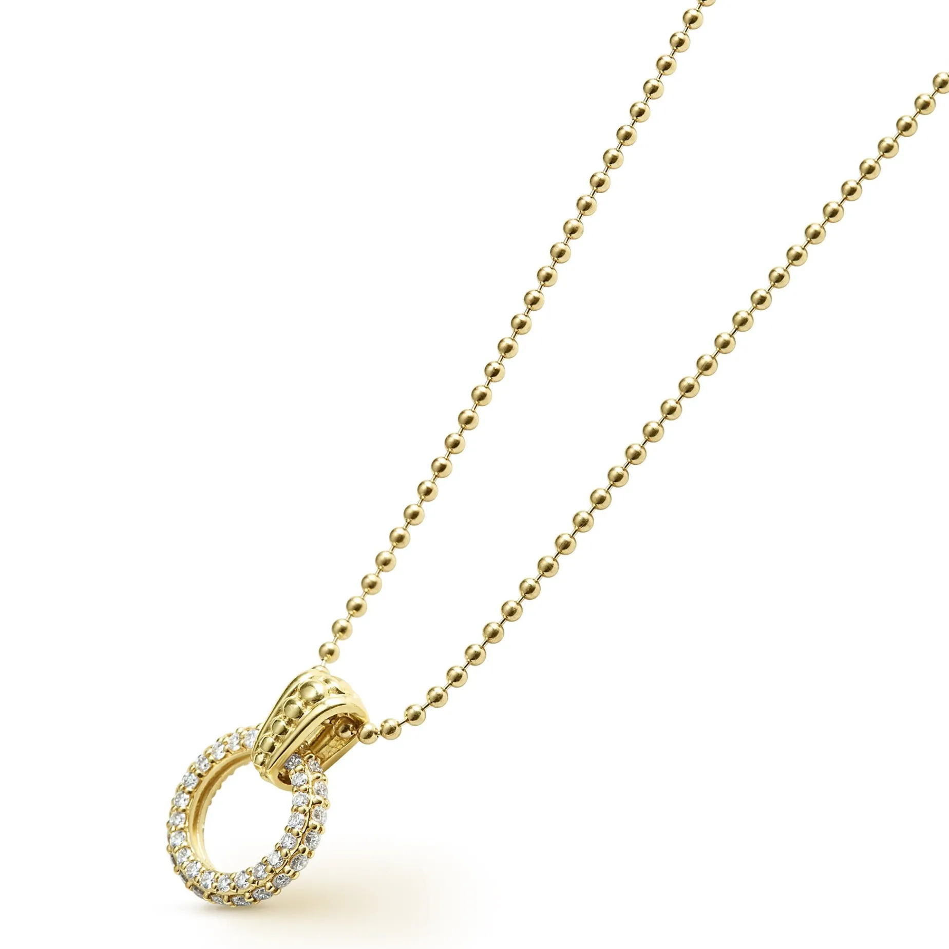Gold<LAGOS 18K Gold Diamond Circle Pendant Necklace