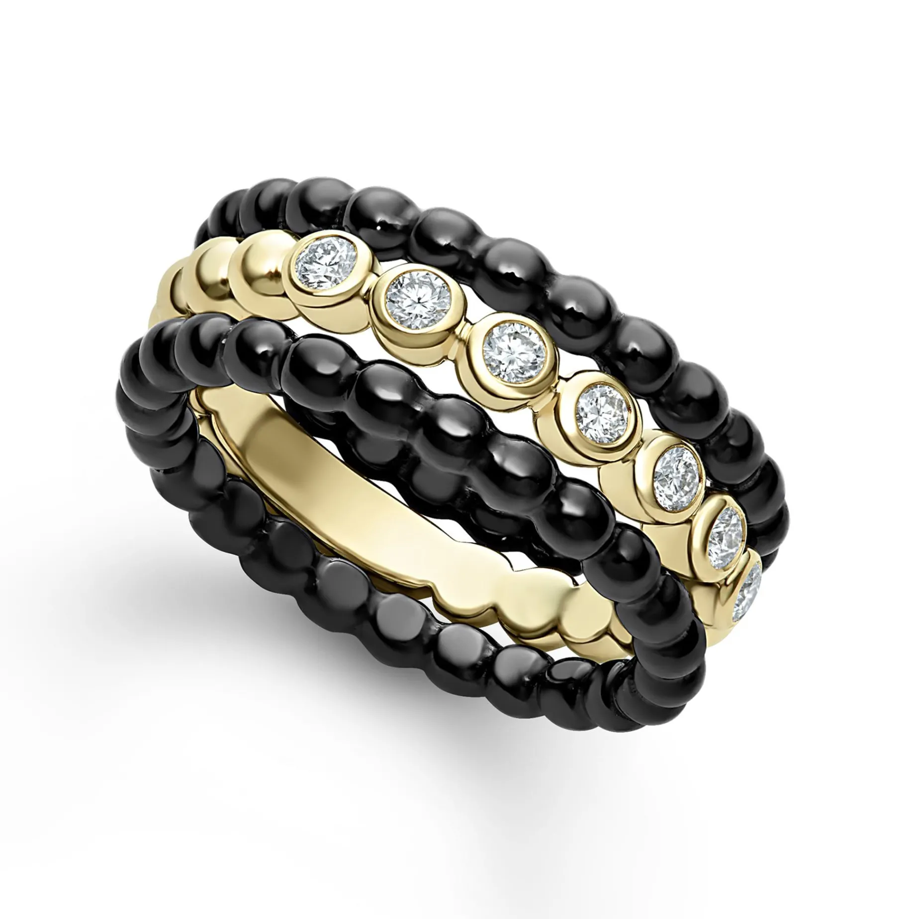 Diamonds<LAGOS 18K Gold Diamond Stacking Ring Set