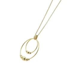 Gold<LAGOS 18K Gold Double Circle Bead Pendant Necklace