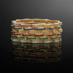 Gemstones<LAGOS 18K Gold Emerald Link Wave Bracelet