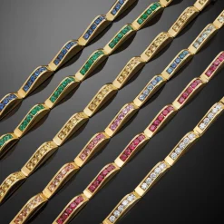 Gemstones<LAGOS 18K Gold Emerald Link Wave Bracelet