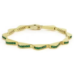 Gold<LAGOS 18K Gold Emerald Link Wave Bracelet
