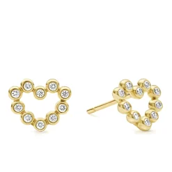Gold<LAGOS 18K Gold Heart Diamond Stud Earrings