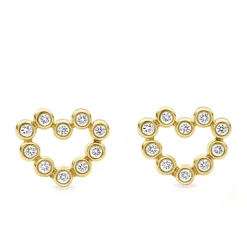 Gold<LAGOS 18K Gold Heart Diamond Stud Earrings