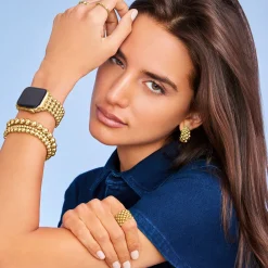 Gold<LAGOS 18K Gold Infinite Caviar Beaded Watch Bracelet - 38-45Mm