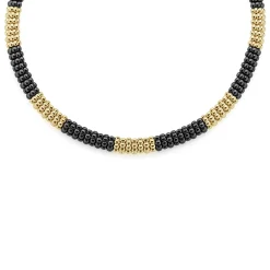 Gold<LAGOS 18K Gold Large Station Ceramic Beaded Necklace | 9Mm