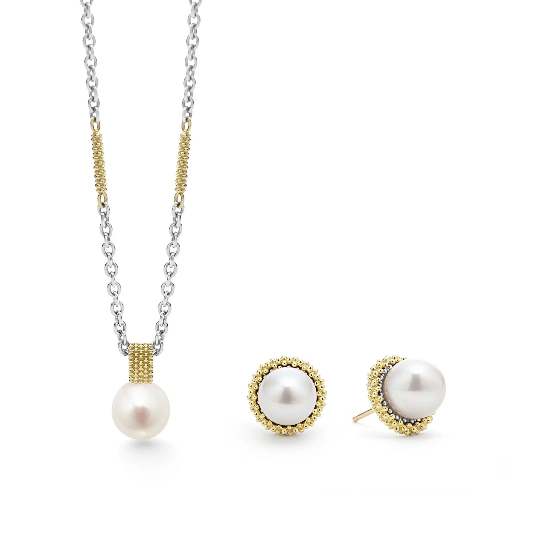 Silver<LAGOS 18K Gold Pearl Earring And Necklace Gift Set