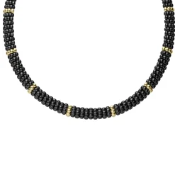 Gold<LAGOS 18K Gold Single Station Ceramic Beaded Necklace | 9Mm