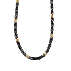 Gold<LAGOS 18K Gold Small Station Ceramic Beaded Necklace | 5Mm