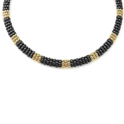 Gold<LAGOS 18K Gold Small Station Ceramic Beaded Necklace | 9Mm