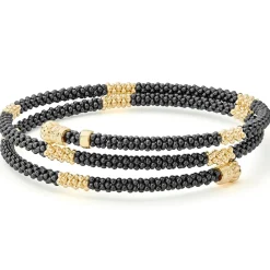 Gold<LAGOS 18K Gold Small Station Ceramic Wrap Bracelet