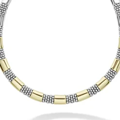 Two-Tone<LAGOS 18K Gold Station Caviar Necklace | 12Mm