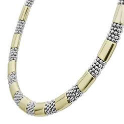 Two-Tone<LAGOS 18K Gold Station Caviar Necklace | 12Mm