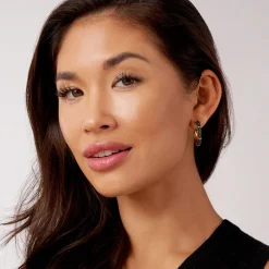 Gold<LAGOS 18K Gold Station Ceramic Beaded Hoop Earrings