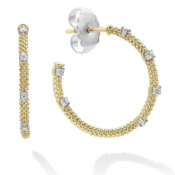 Gold<LAGOS 18K Gold Superfine Diamond Hoop Earrings