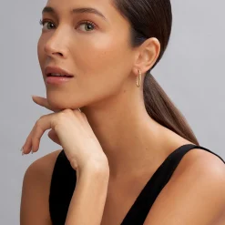 Gold<LAGOS 18K Gold Superfine Diamond Hoop Earrings