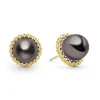 Two-Tone<LAGOS 18K Gold Tahitian Black Pearl Stud Earrings