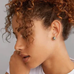 Two-Tone<LAGOS 18K Gold Tahitian Black Pearl Stud Earrings