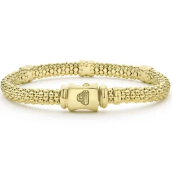 Diamonds<LAGOS 18K Gold Three Station X Diamond Caviar Bracelet | 6Mm