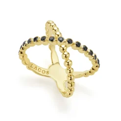 Diamonds<LAGOS 18K Gold X Black Diamond Ring