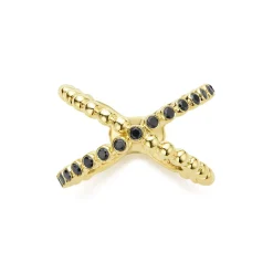 Diamonds<LAGOS 18K Gold X Black Diamond Ring
