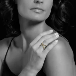 Gold<LAGOS 18K Gold X Black Diamond Ring