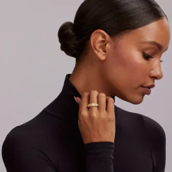 Gold<LAGOS 18K Gold X Caviar Diamond Ring